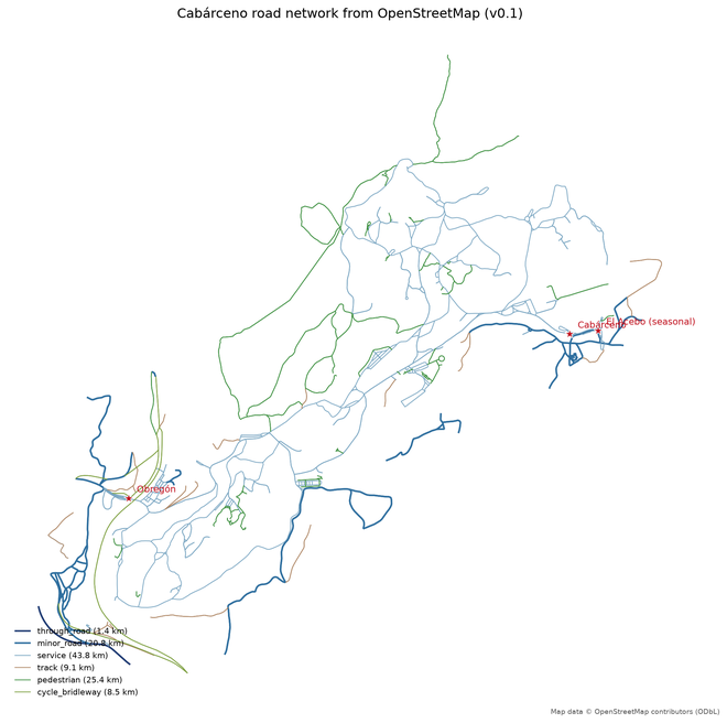 The road network from OpenStreetMap